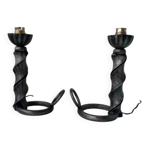 Paire pieds lampes - fer