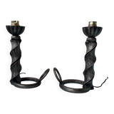 Pair of wrought iron lamp bases
