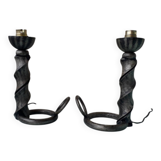Pair of wrought iron lamp bases