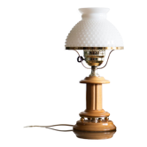 Lampe en bois et opaline