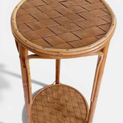 French Mid-Century Wood, Bamboo and Reed Plant Stand, 1960s