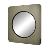 1970s Italian Space Age Smoked Glass and Circular Wall Mirror