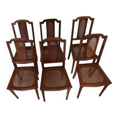 6 chaise cannelé essence poirier Louis 16