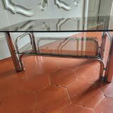 70s chrome and smoked glass coffee table