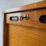 1960s wooden curtain filing cabinet