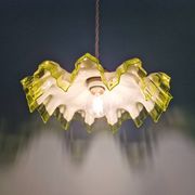 Art Deco suspension in white opaline with a scalloped design, 1920-30.
