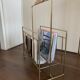 Vintage Magazine Rack in Brass and Wood, 1960s