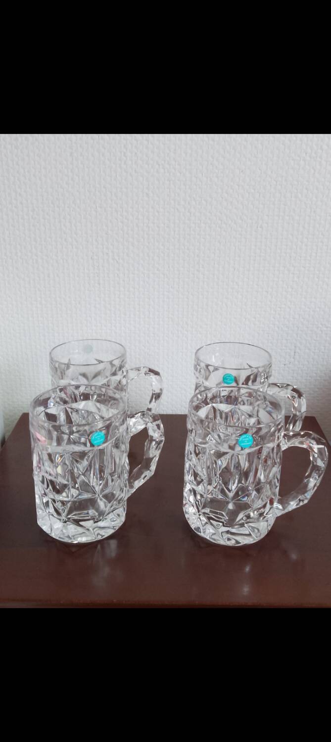 4 cut crystal beer mugs from Tiffany and Co.
