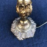 French Louis XV Style Table Lamp: Cream Hexagon Shade, Gold Trim