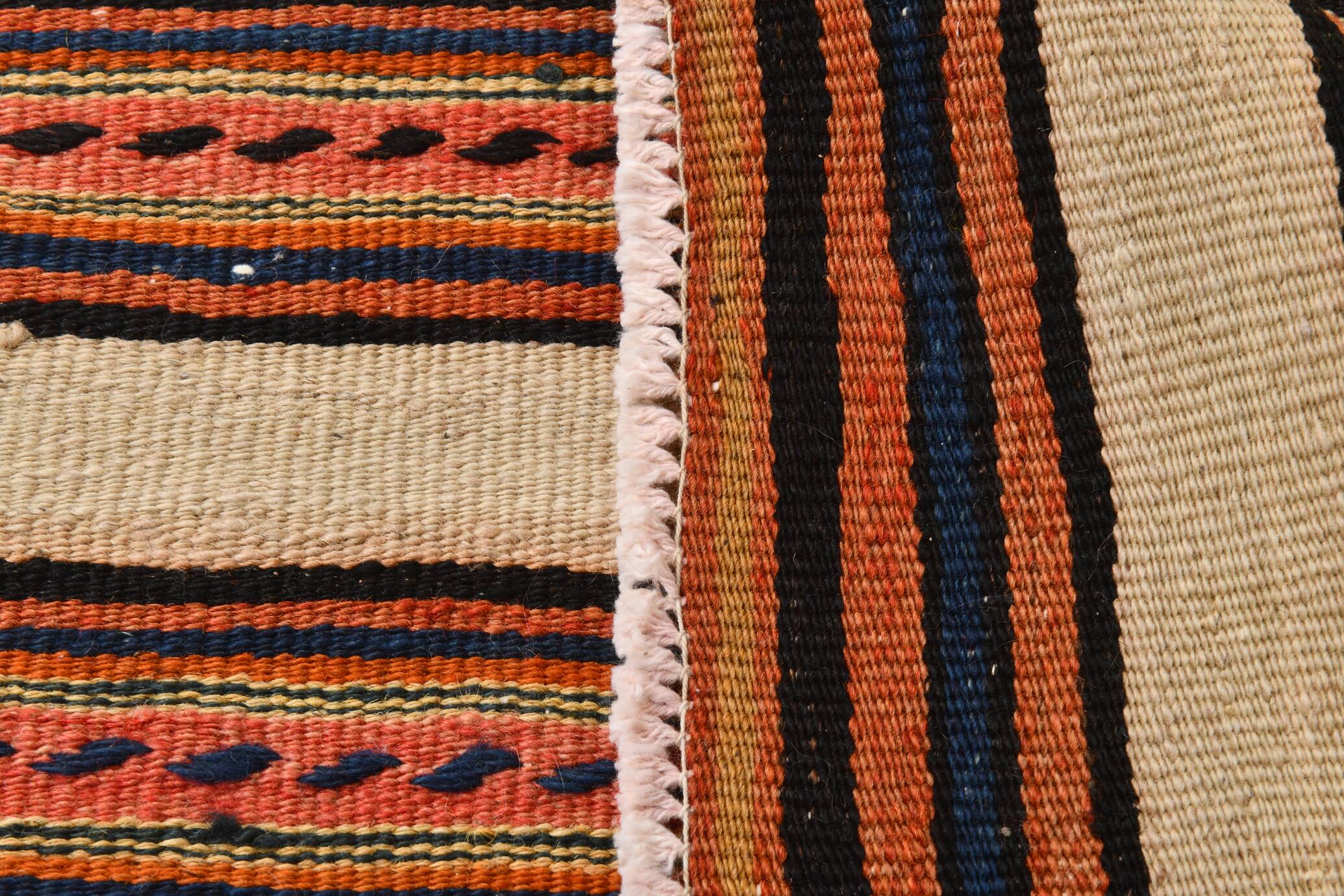 Red & Beige Striped Accent Vintage Kilim Rug, 64x104Cm