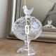 Pressed glass candy box with bird decor – 17 cm – Perfect condition