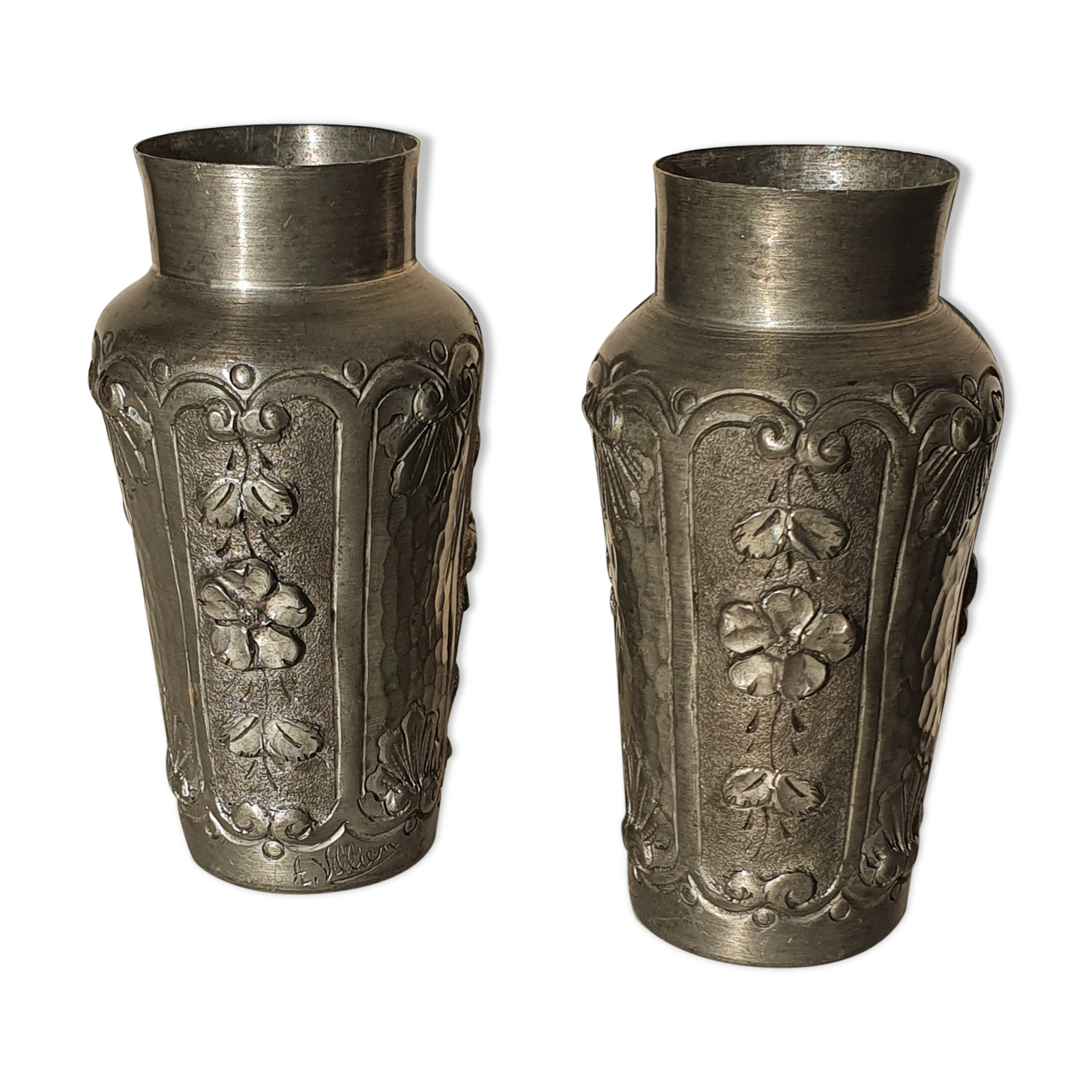Pair of tin vases