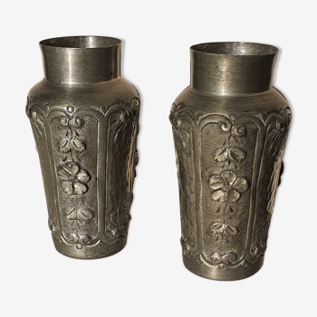 Pair of tin vases