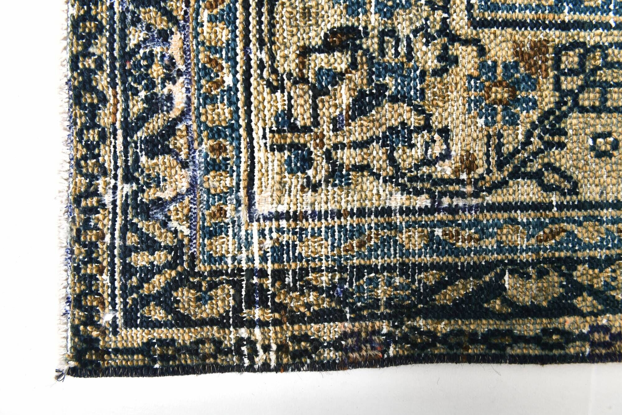 10x13 Navy Blue & Taupe Large Persian Rug, Handmade Wool Carpet, 311x402Cm