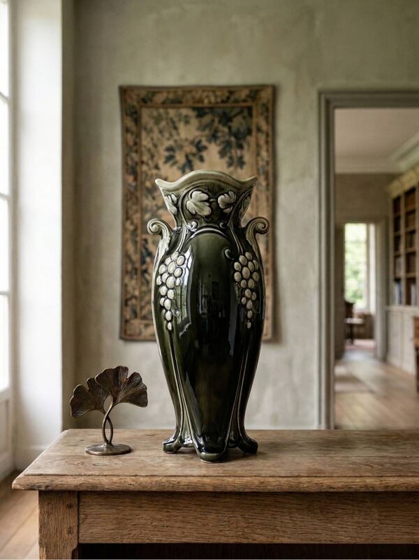 Vase Art Nouveau De Bruyn – Modèle 4696 – décor raisin en relief