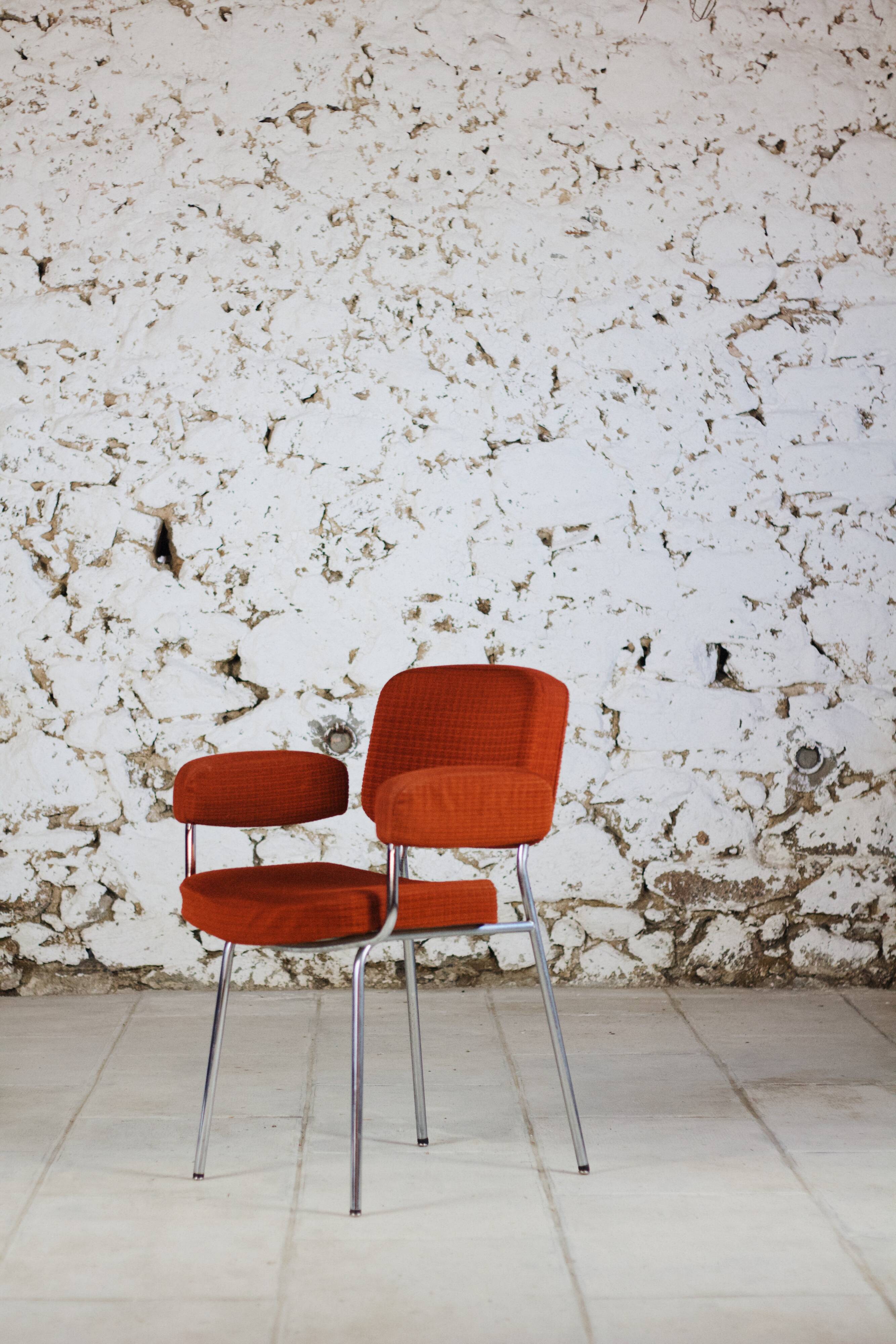 Vintage orange velvet armchair, 1970