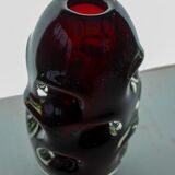 Mid-century modern handmade crystal vase in dark red by Börne Augustsson for Åseda