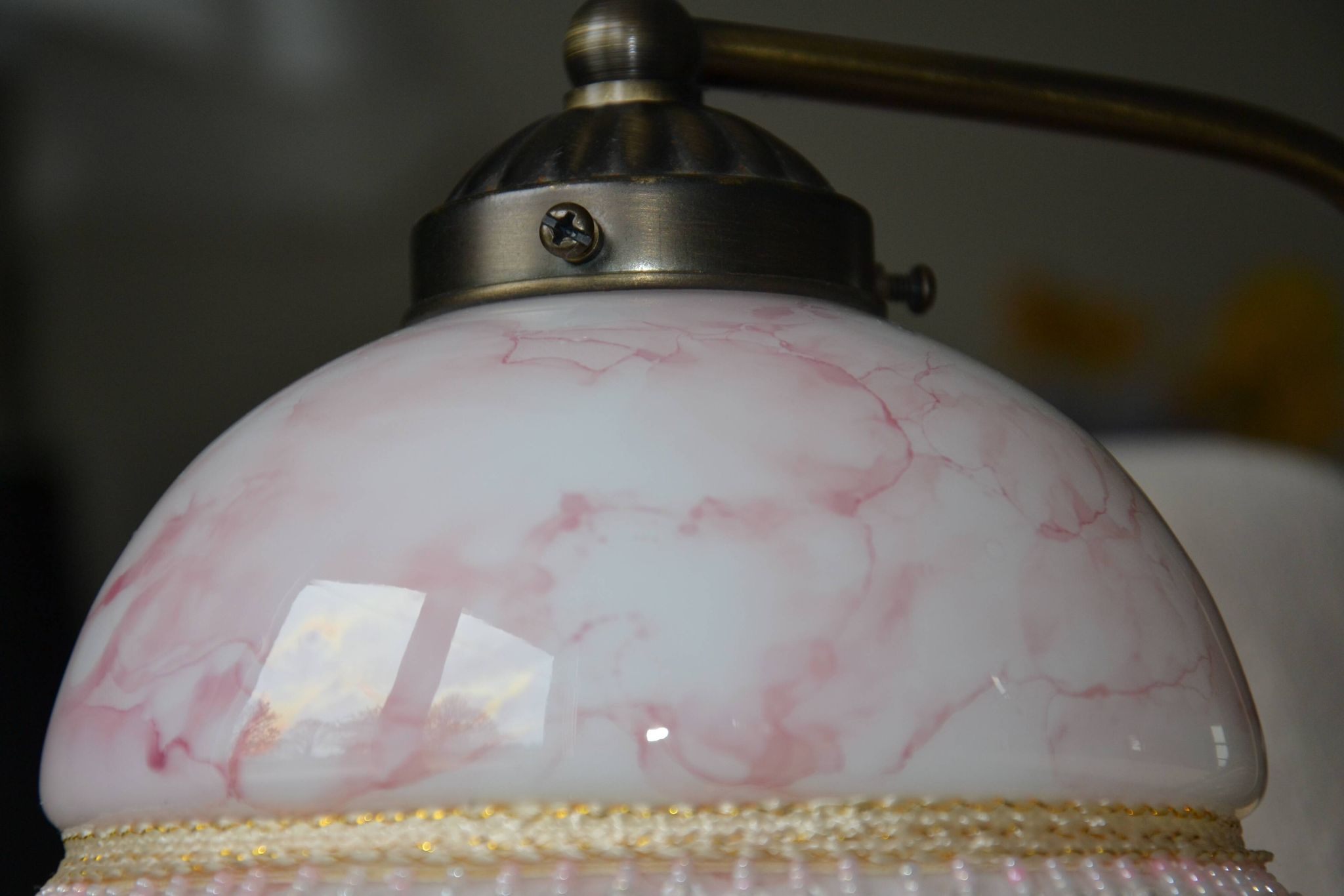 Opaline wall light with ceramic and glass pendants