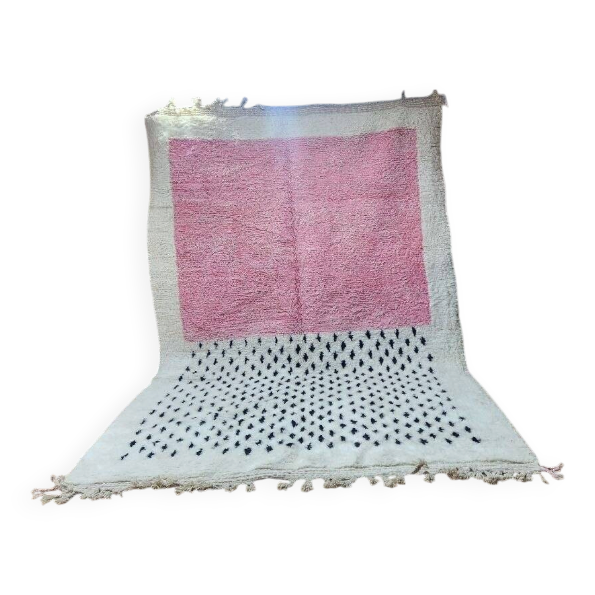 Tapis Beniouarain 300x200 cm rose et écru