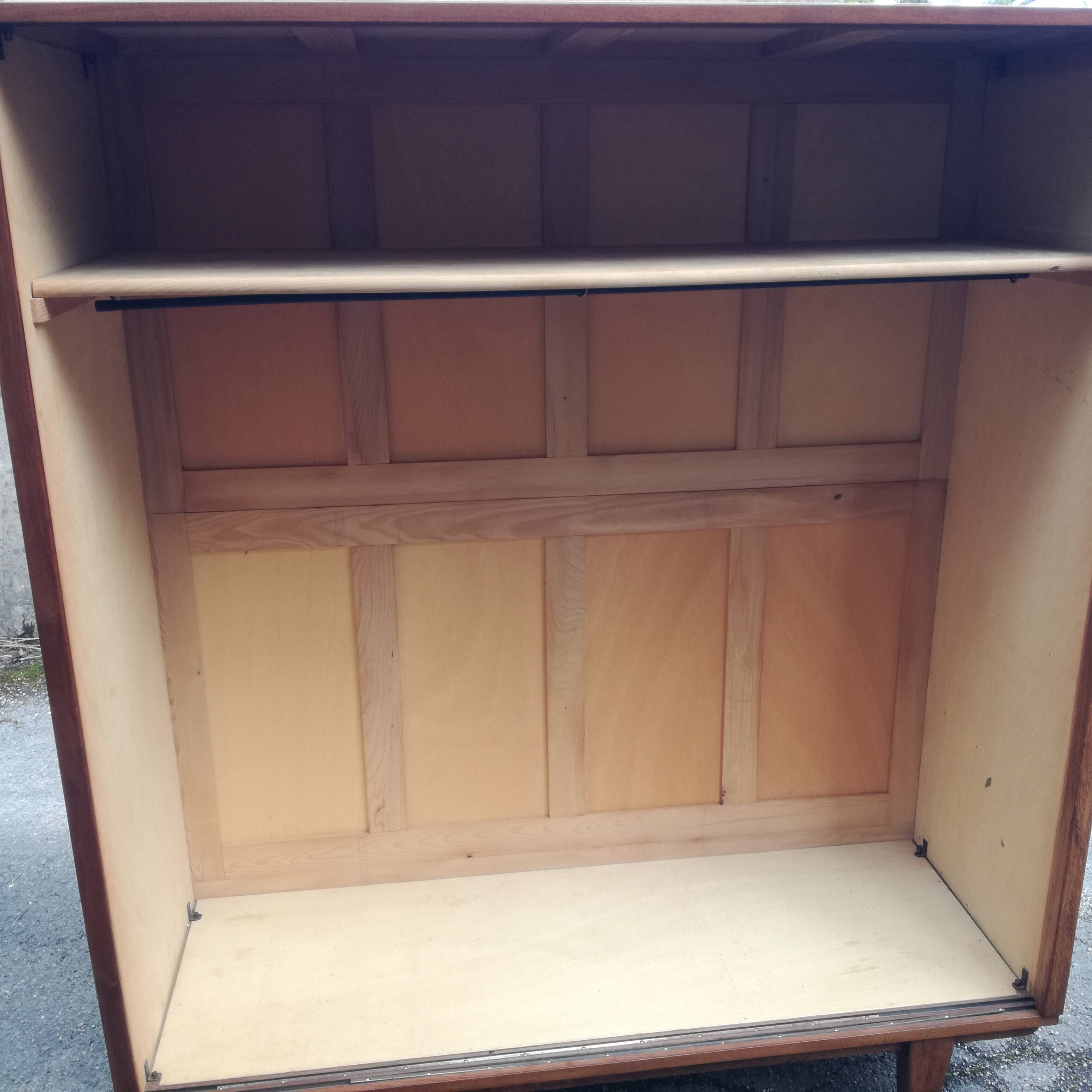 Scandinavian wardrobe 1960 with sliding doors - 160x185