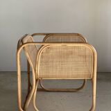 Amsterdam rattan armchair with U-shaped armrest, squared canework