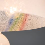 Doria table lamp in bubble glass with rainbow coloured details