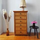 Vintage rattan rag chest of drawers