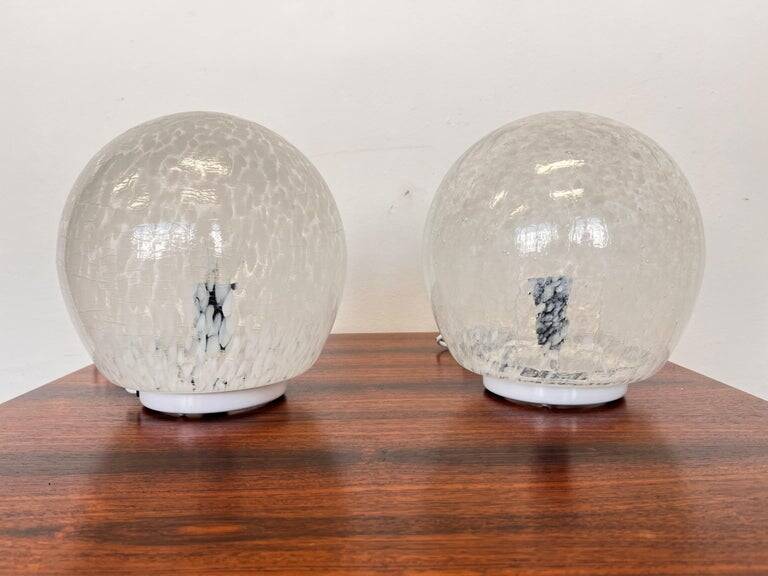 Pair of design mid century artglass Table Lamps, 1980s - Czechoslovakia