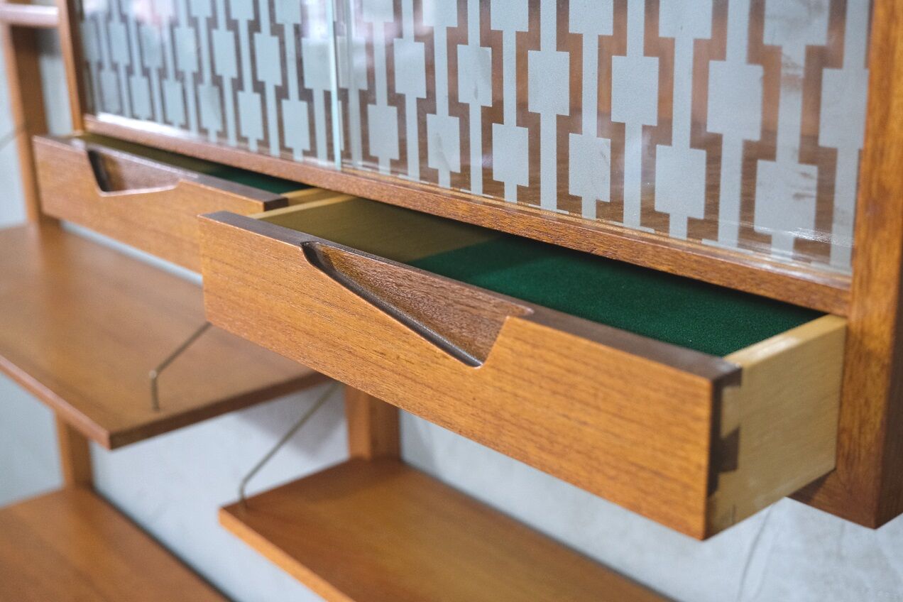 Mid-Century Modular Free Standing  Teak Wall Unit by Kjell Riise for Brodrene Jatogs, Norway, 1960s