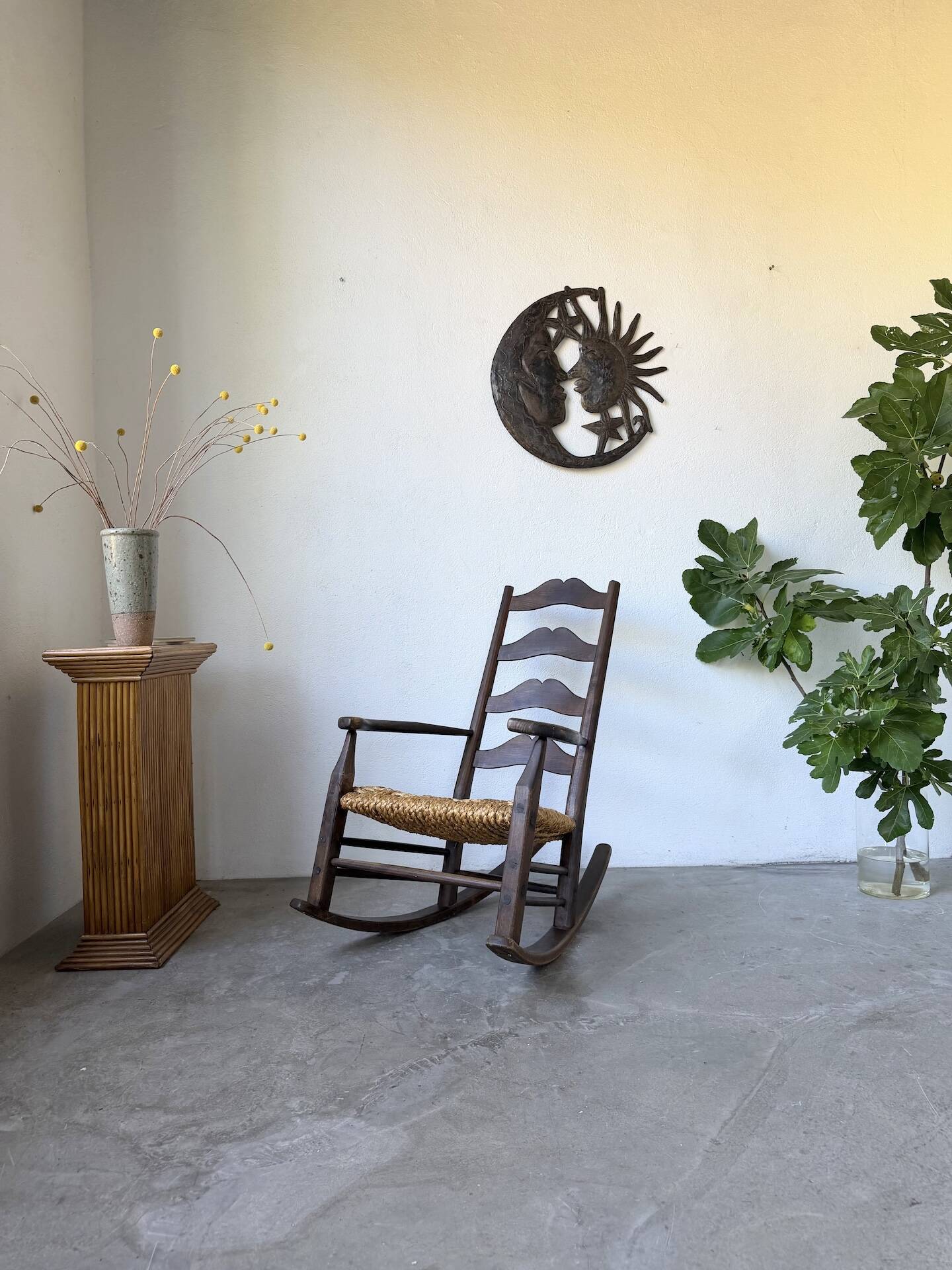 Brutalist metal wall sculpture "sun-moon"