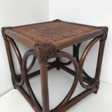 Bedside table stool in vintage cannage rattan