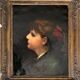 HST painting "Portrait of a young woman with a red bow" 19th century for restoration