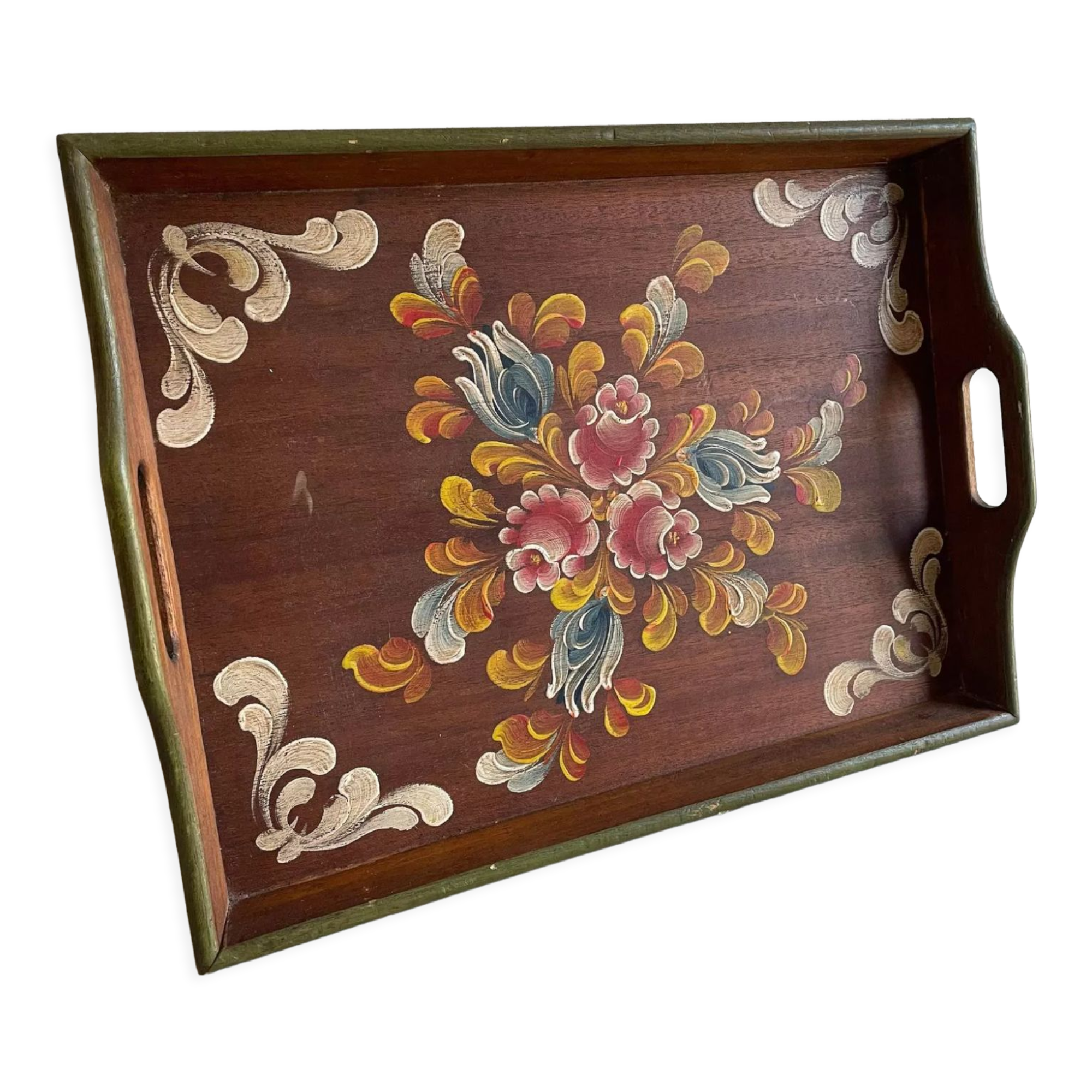 Painted wood tray