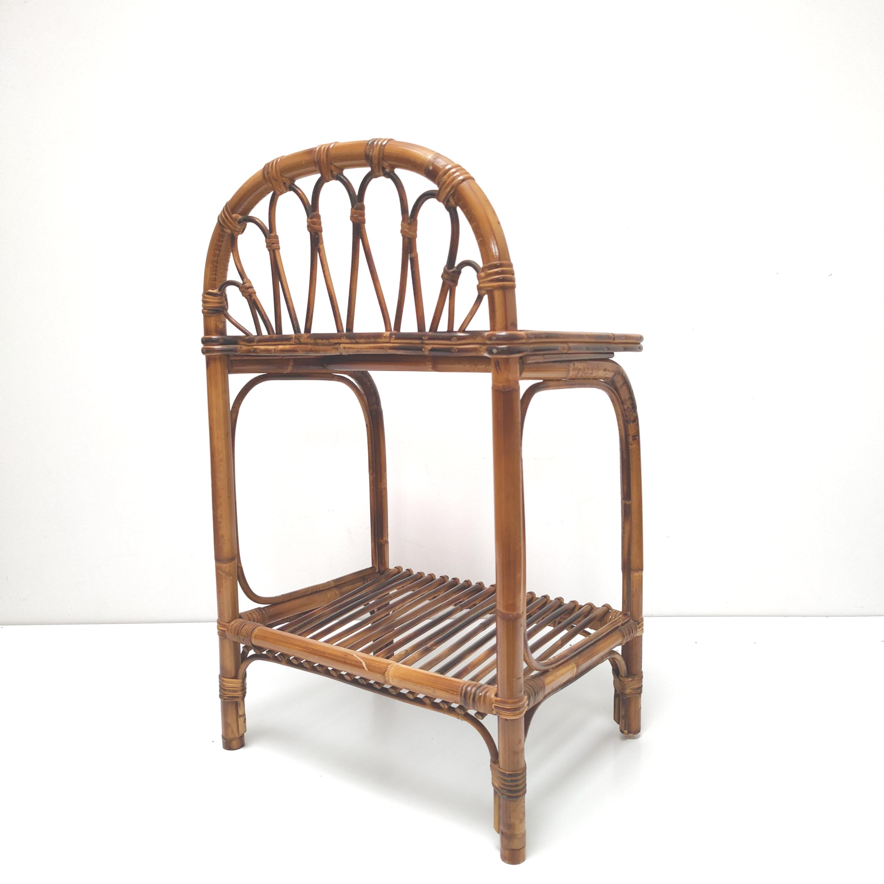 Vintage rattan bedside table 60s