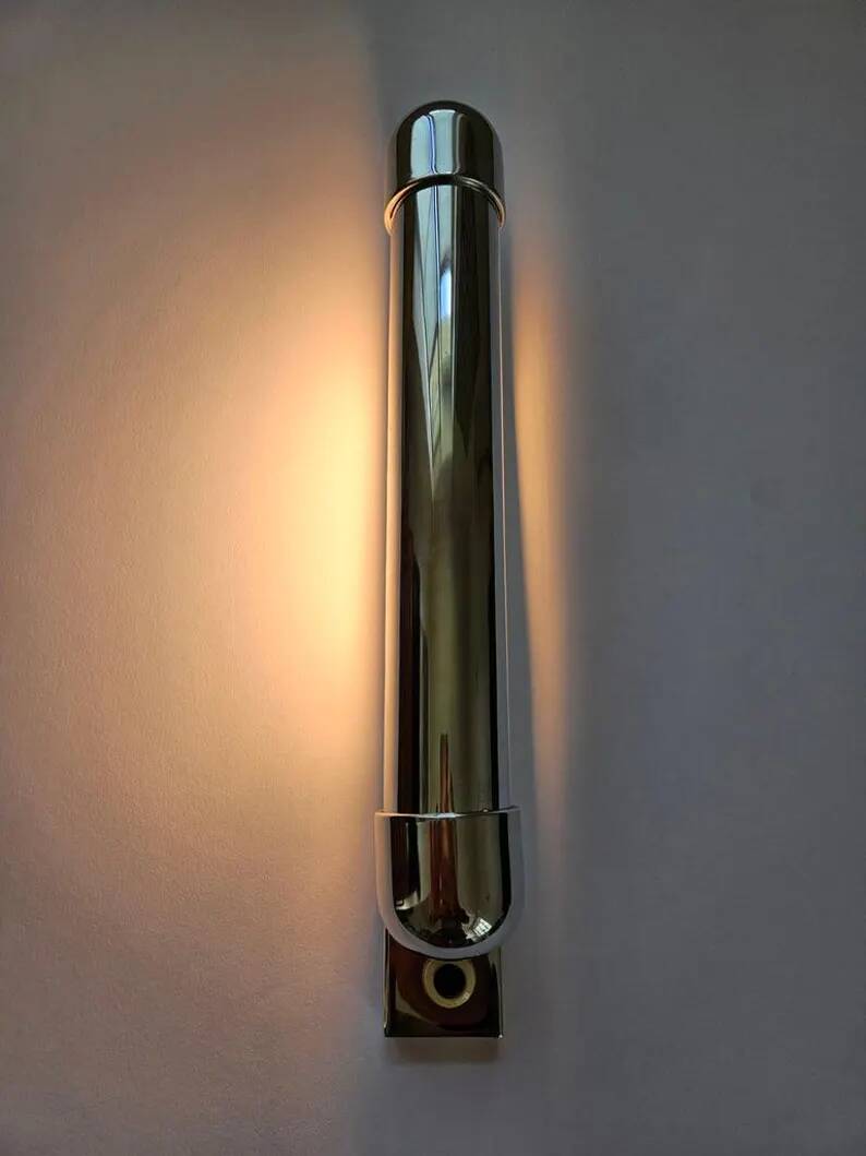 Rare Bauhaus, Art Deco, Functionalism never used Chrome Wall Lamp, 1930s