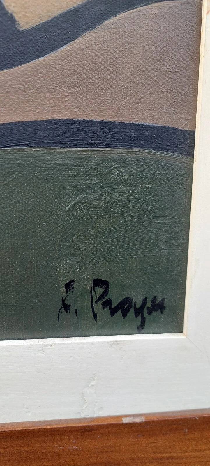 Peinture À L’Huile Sur Toile « Scène De Pêche » Franco Prayer (1924) 70 x 6
