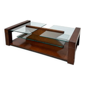 Wood and glass coffee table, 1980s