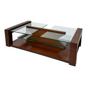Wood and glass coffee table, 1980s