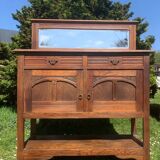 Antique solid wood sideboard with mirror — Art Nouveau style
