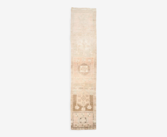 2x11 brown & beige stair vintage runner rug,343x72cm