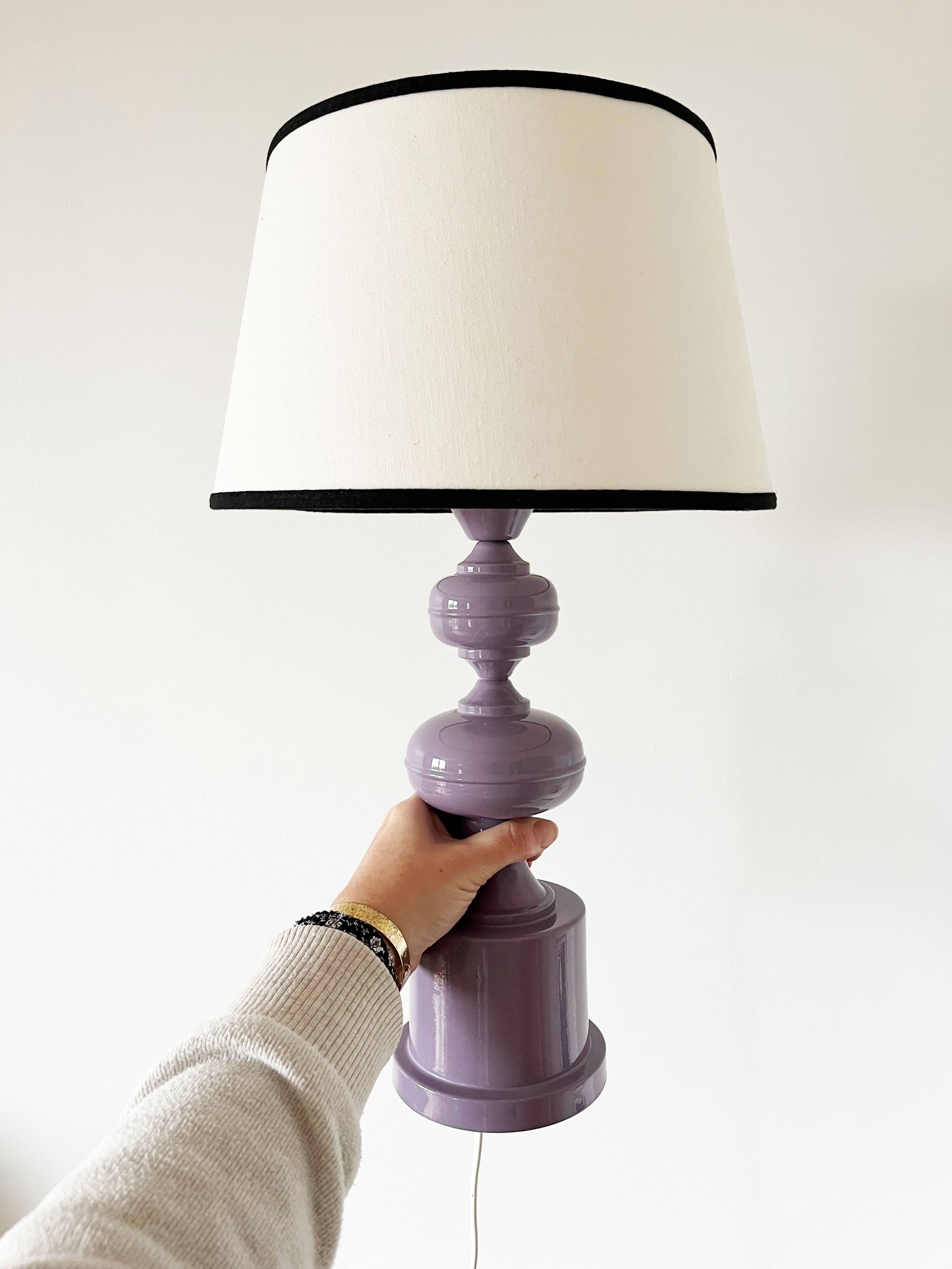Vintage purple lacquered metal lamp from the 1970s