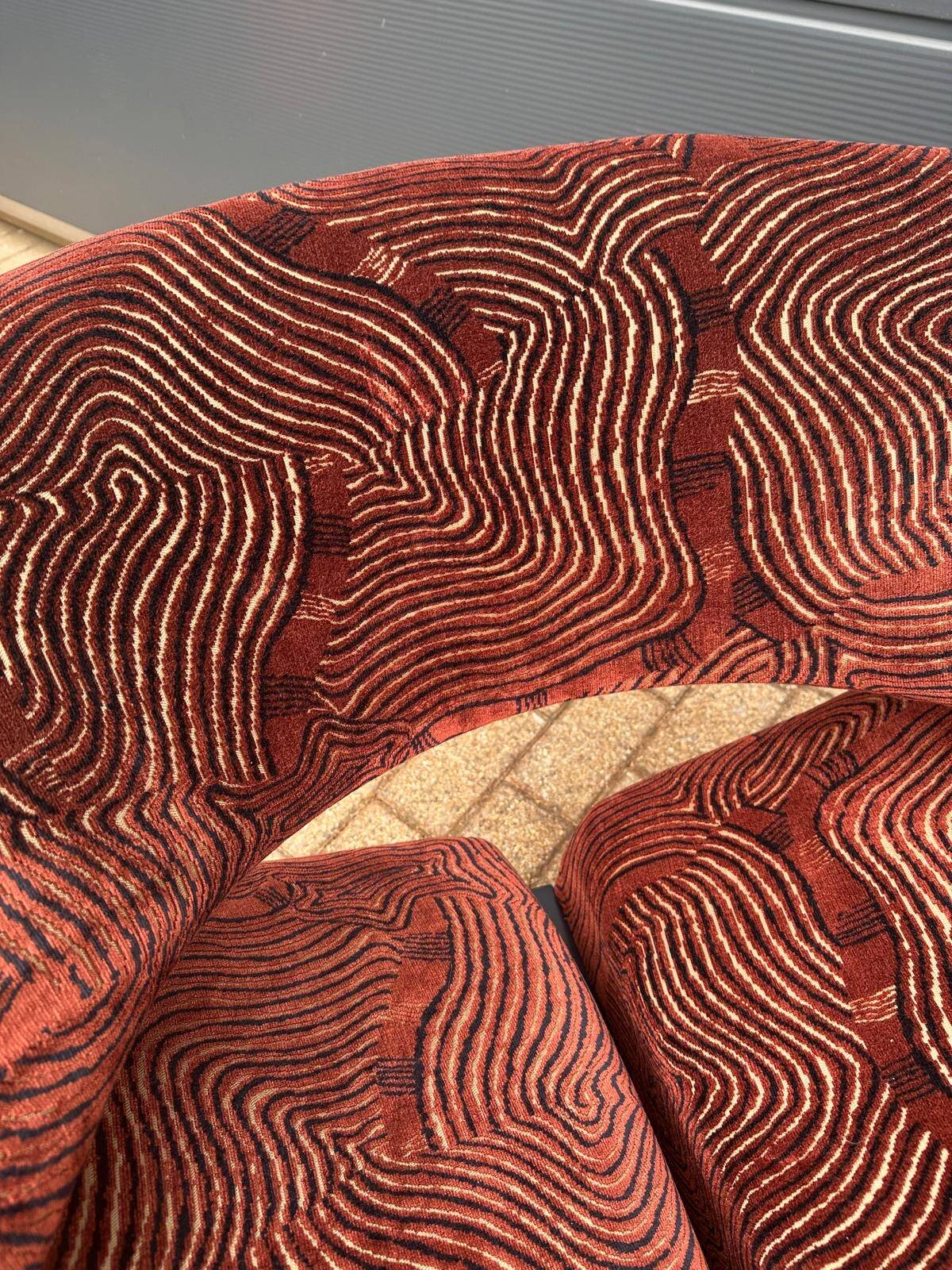 Artifort Ribbon chair by Pierre Paulin + Ottoman, Pierre Frey fabric