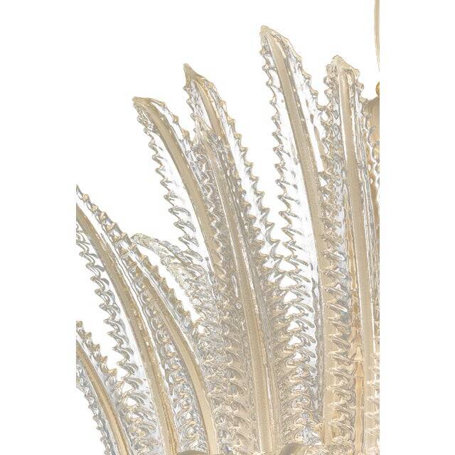 Contemporary Venetian White and Gold Leaves Murano Style Glass Chandelier