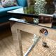 Chrome and smoked glass coffee table on wheels 1970