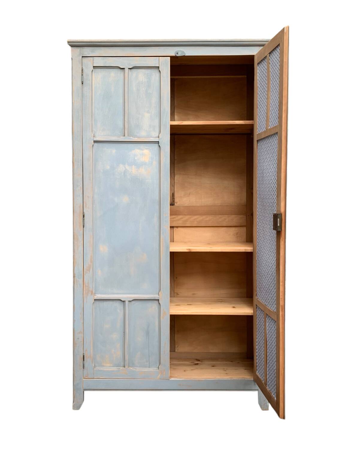 Armoire parisienne ancienne Luterma patine grise bleutée