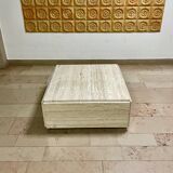 Square travertine coffee table - 1980s