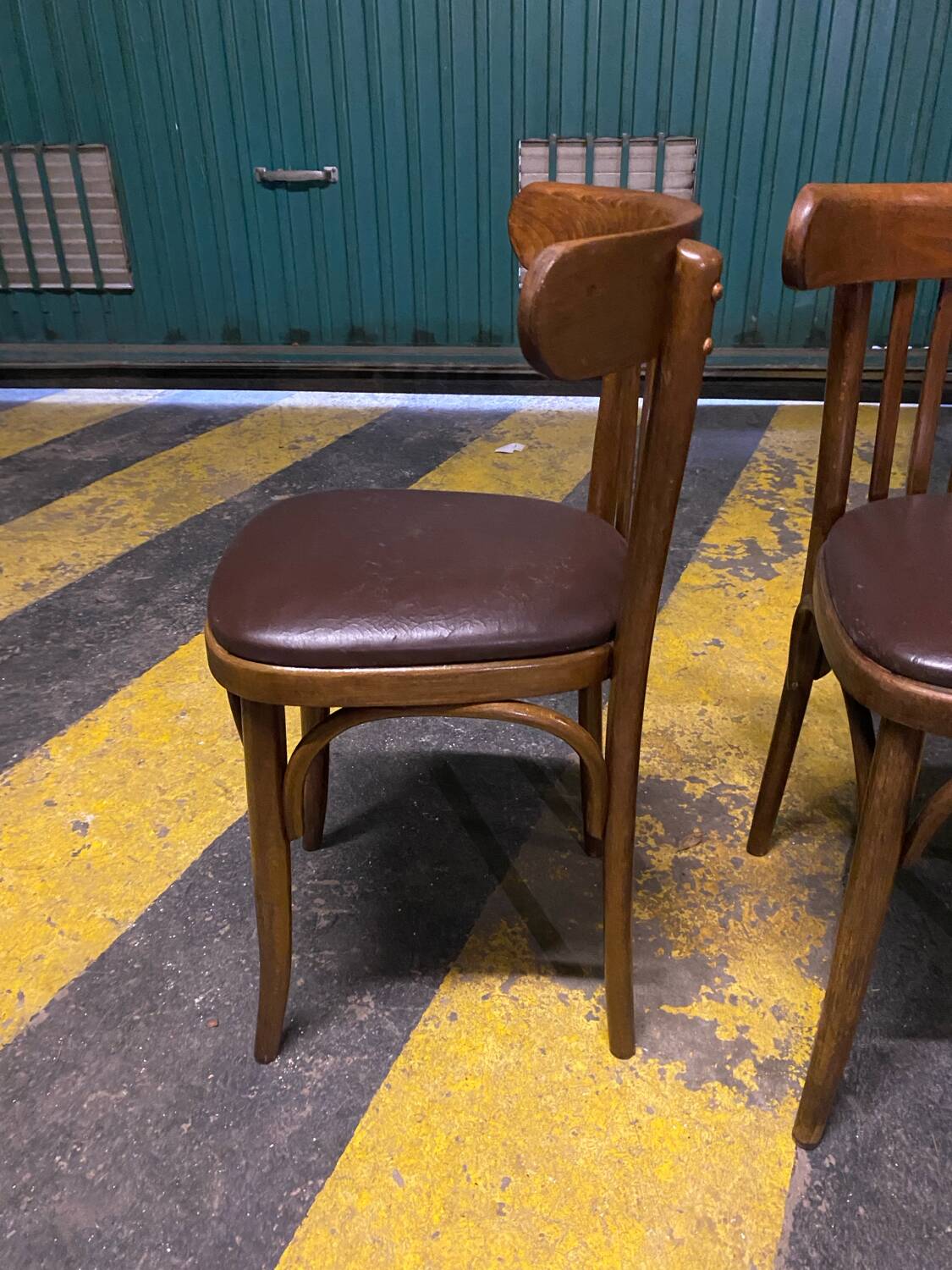 Baumann-style faux leather bistro chairs