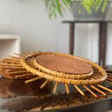 1960s rattan sun mirror.