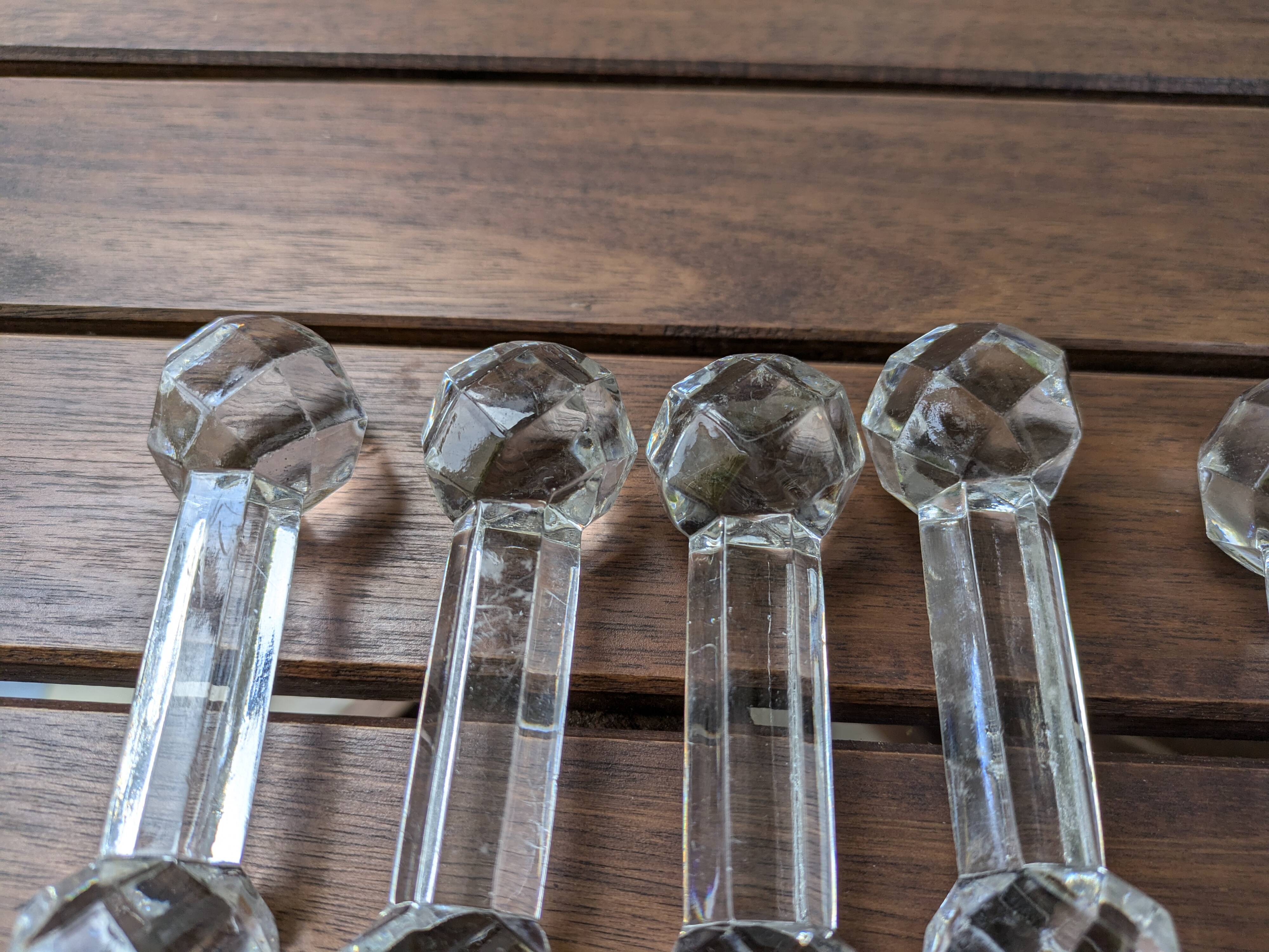 Set of 6 Antique Diamond Point Glass or Crystal Knife Rests