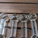 Ensemble de 6 anciens porte-couteaux en verre ou cristal à pointes de diamant